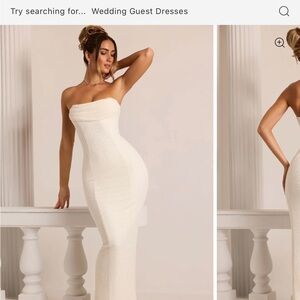 Oh Polly Palermo Strapless Cream Embellished Dress